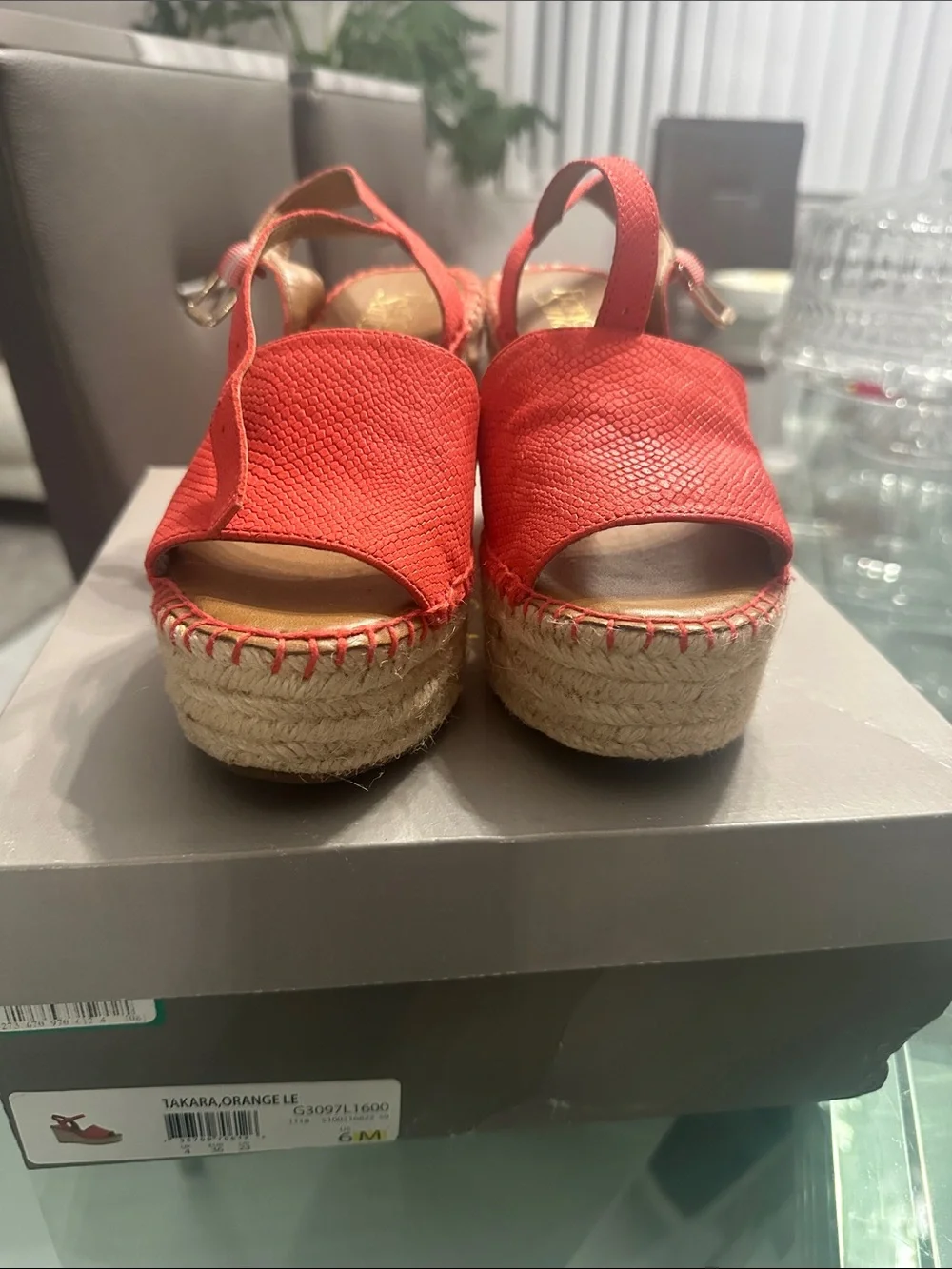Franco Sarto Red Open-Toe Espadrille Wedge Sandal